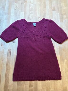 Delia’s Women's Knit Short-Sleeve Sweater Tunic Berry Y2K Vintage Medium